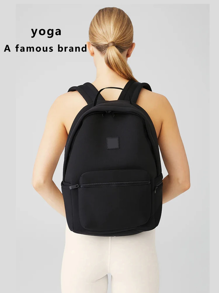 a？？Yoga storage backpack with full logo.waterproof matte chloroprene rubber black yoga fitness bag