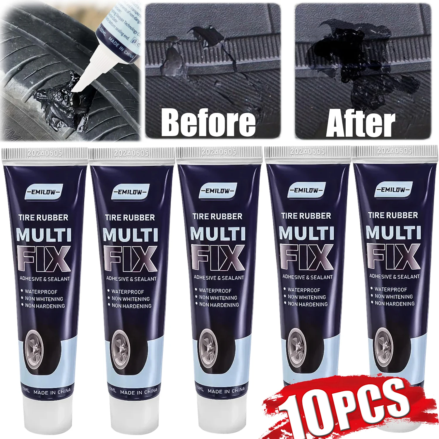 1-10 Bottle Car Tyre Repair Glue Rubber Adhesive Universal Motorbike Bicycle Tire Crack Perforation Adhesive Tire Repair Tools