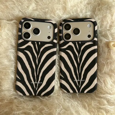Classic Zebra Print Phone Case for iPhone 18 17 17e 16e 16 15 14 13 12 11 X XS XR XSMAX 7 8 Air Pro Max Plus Double-layer