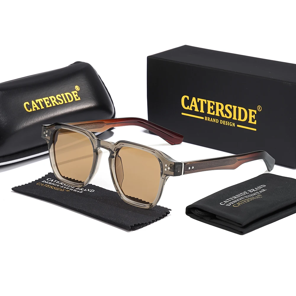 

CATERSIDE Men's Fashion Sunglasses Brand Design Square Luxury Temple Tips Sun Glasses Women's Party Cycling Eyeglasses UV400