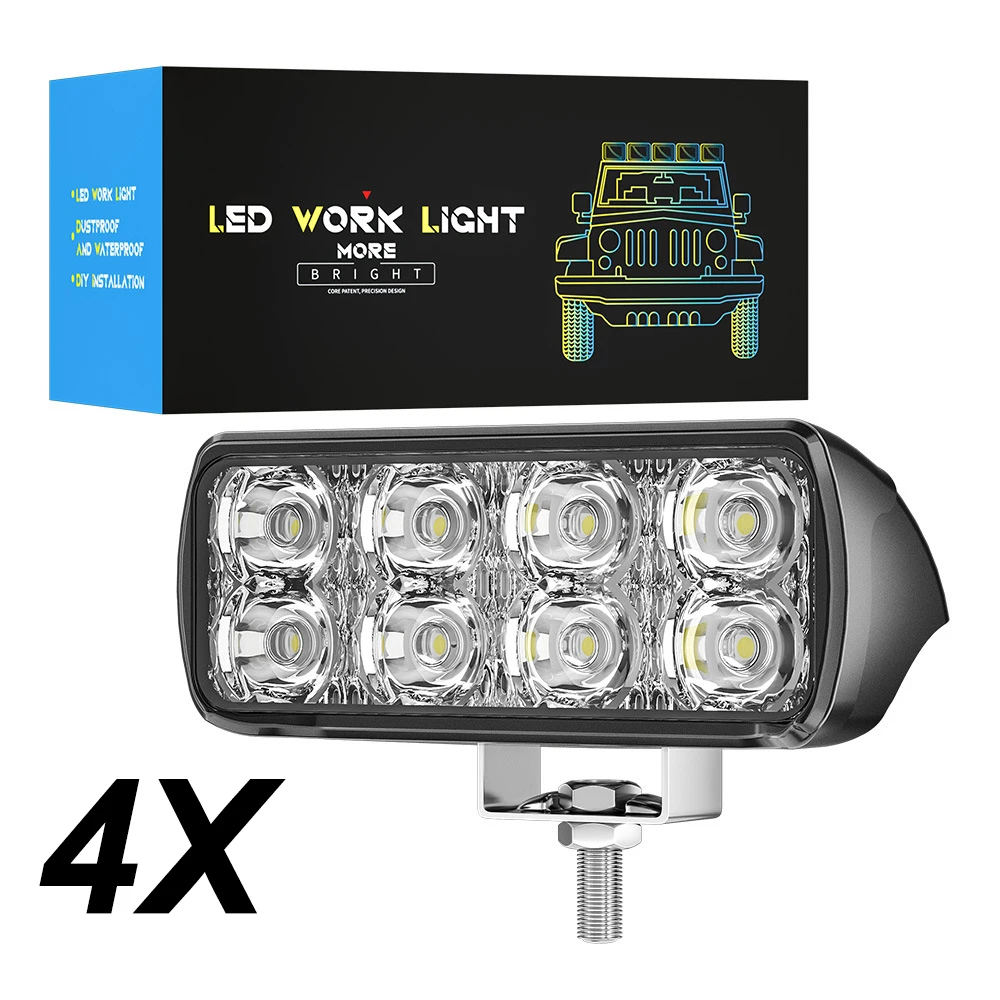 Wrok Light 3030 8LED Constant Strobe Spotlight LED Light Bar Offroad Slim Barra LED Light Bar Truck Atv Car Driving Fog Light