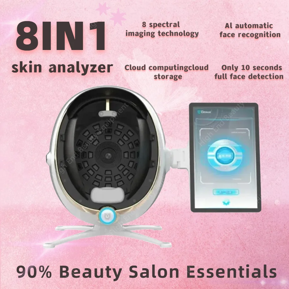 

New3D Skin Scanner Care Facial Analyzer Monitor Machine Magic Mirror Portable Testing English Detector Face Camera Test Analysis