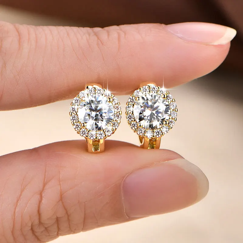 Lnngy Certified Moissanite Halo Earrings For Women 14K Gold Filled Lab Diamond Huggies Earring Sparkling Wedding Jewelry Gift - view 3