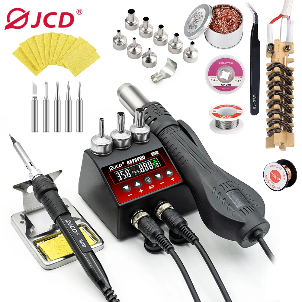 JCD 8898Pro 2 in 1 Soldering Station LCD Digital Display 220V/110V Welding Rework Station For Phone BGA SMD PCB IC Repair Tools