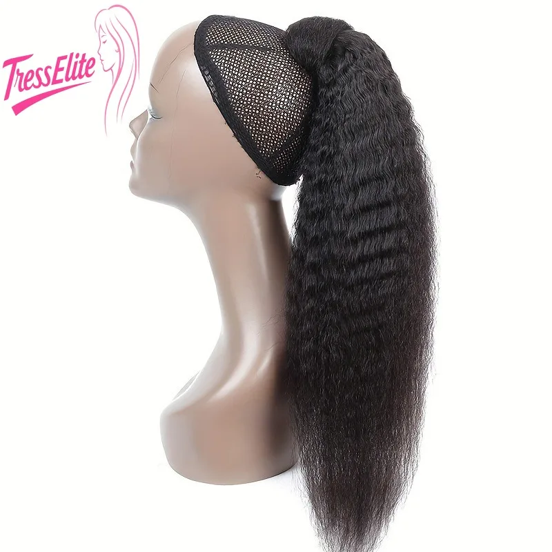 Estensioni dei capelli umani con coda di cavallo diritta crespa 8-30 pollici Velcro brasiliano vergine Remy lucido senza grovigli 100% capelli dall'aspetto naturale