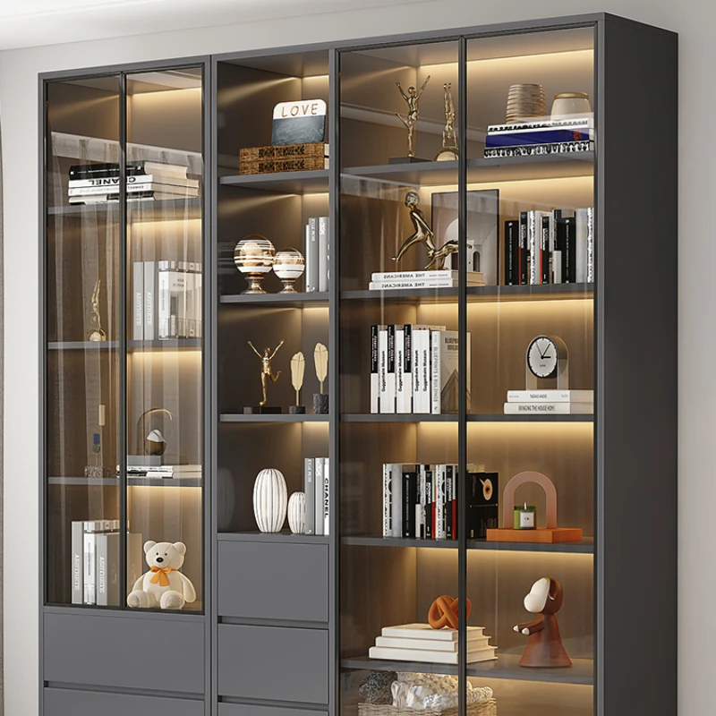 

Glass Library Magazine Bookcases Storage Nordic Cabinet Shelves Display Bookcases Wood Bedroom Libreria Home Furniture