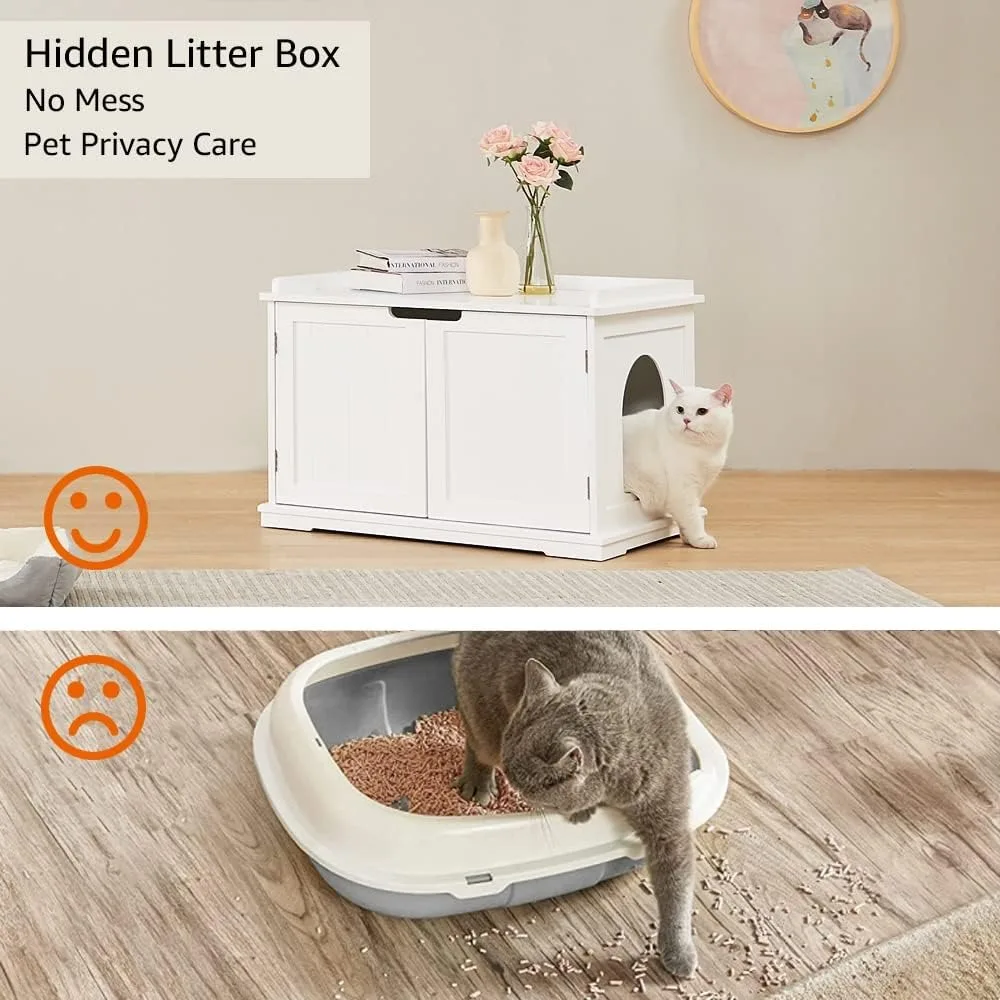 Cat Litter Box Enclosure Furniture, Cat Washroom, Hidden Litter Box Cover, Cabinet for Large Cat,Hideaway Litter Box, Cat House