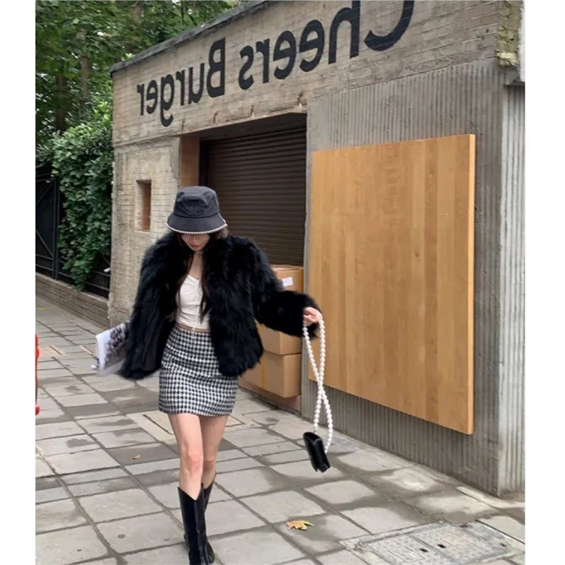 2023 Winter Women\'s New Imitate Fox Fur coat Female Short Loose Fur Coat Youth Standing Collar Coat Solid color Warm Cardigan