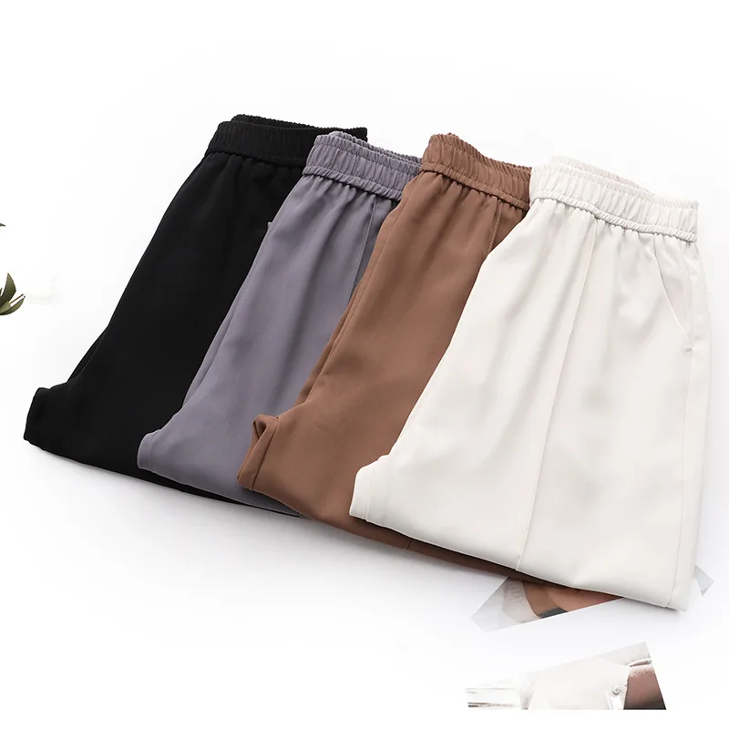 Plus Size Harem Pants Women Clothing High Waist Cool And Smooth Ankle-Length Bottoms Curve Commuter Trousers Spring Summer 2023