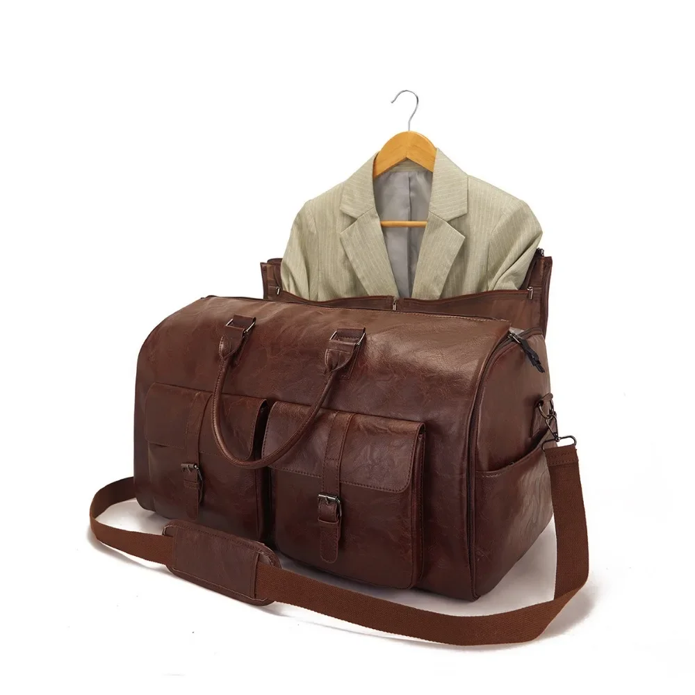 Convenient travel carry on clothing bag large PU leather luggage bag women\'s fashion travel bag suitcases and travel bags