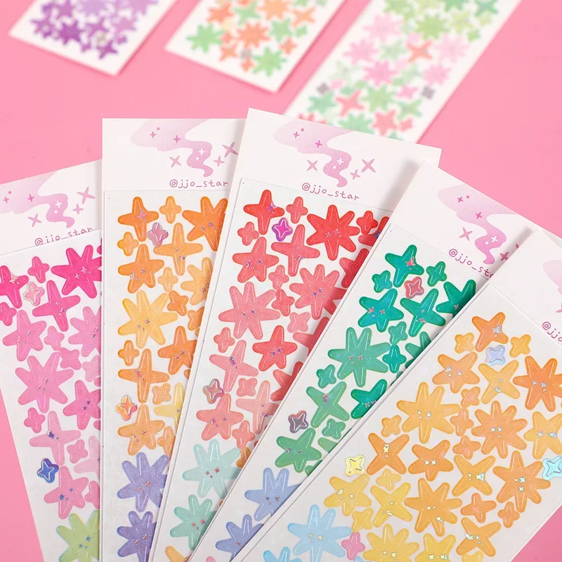 

Sparkling Starlight Series Hand Account Cute Glitter Powder Laser Decorative Goo Card Gradual Change Hand Account Sticker