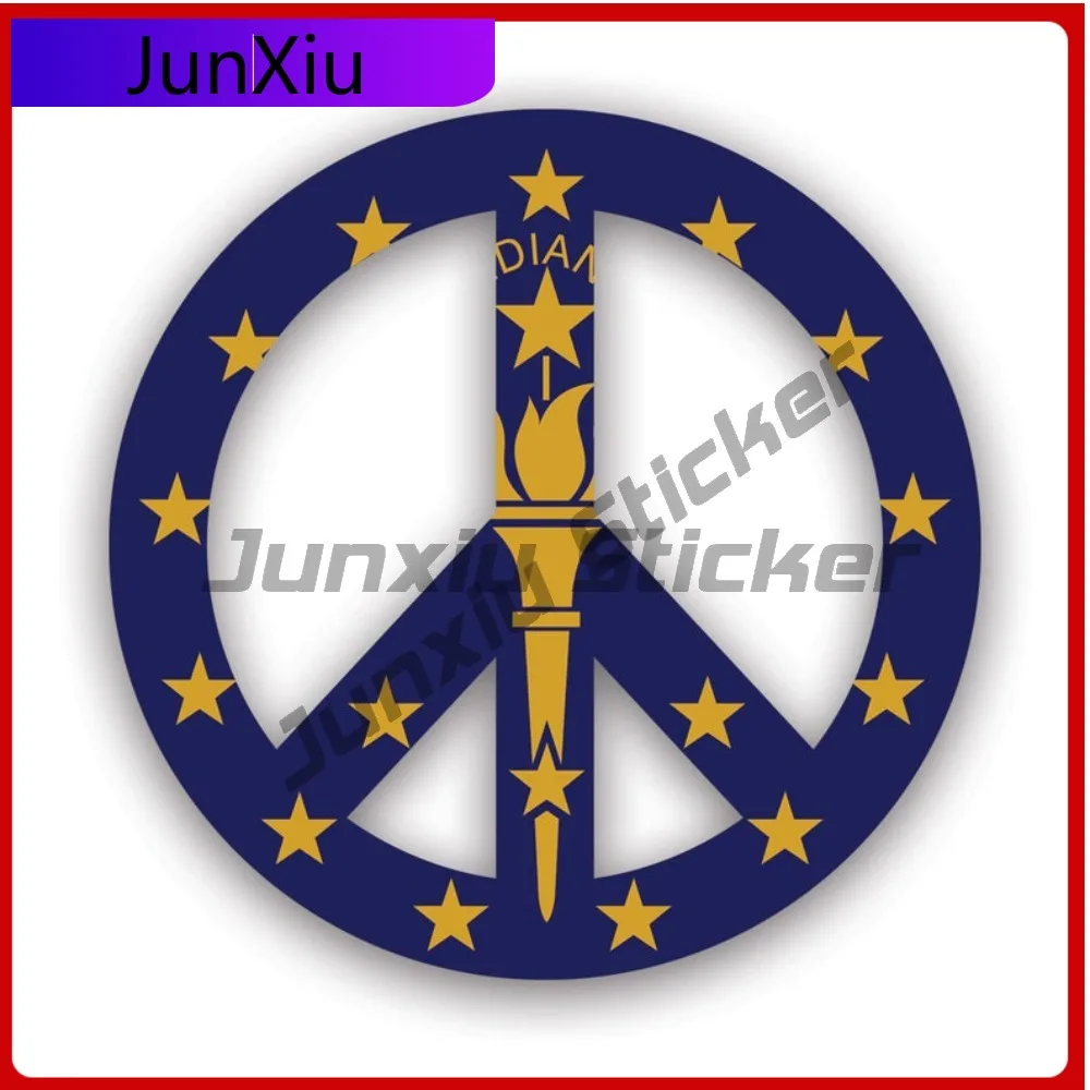 

Indiana Flag Peace Sun Resistant Scratch Resistant Cartoon For Helmet Rear Windshield Car Window Easy To Remove Easy Apply