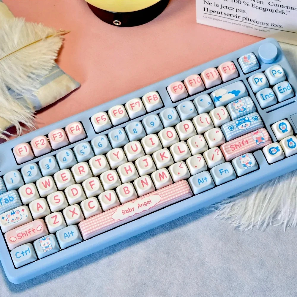 

Брелок для клавиатуры Cute Cat MOA PBT Baby Plan, совместимый с игровой механической клавиатурой MX Switch 60/64/84/98/108