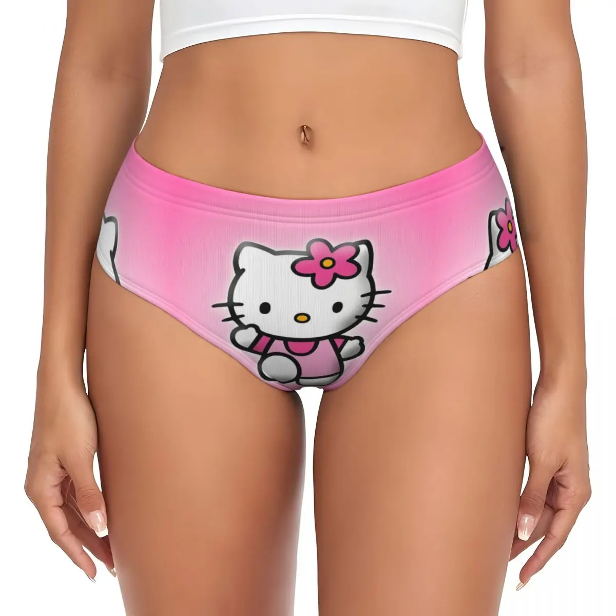 مخصص الكرتون لطيف مرحبا كيتي مانغا ملخصات جديدة الملابس الداخلية النسائية تنفس تمتد سراويل