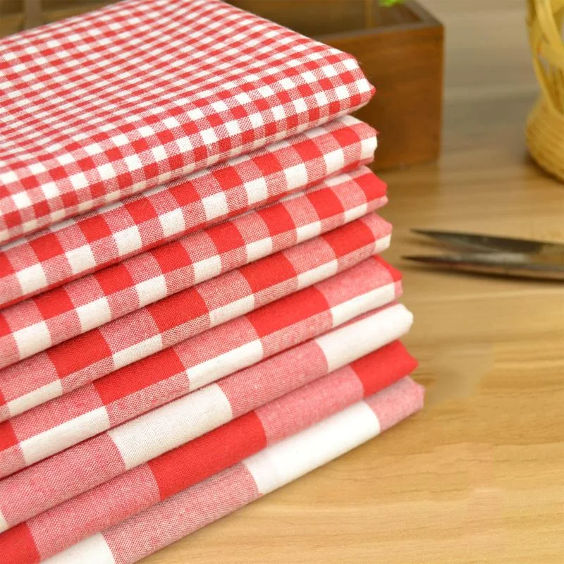 145x50cm Christmas Red Lattice Grid Cotton Fabric Pure Cotton Cloth Spring and Autumn New Style Clothing Sewing Fabric 260g/m