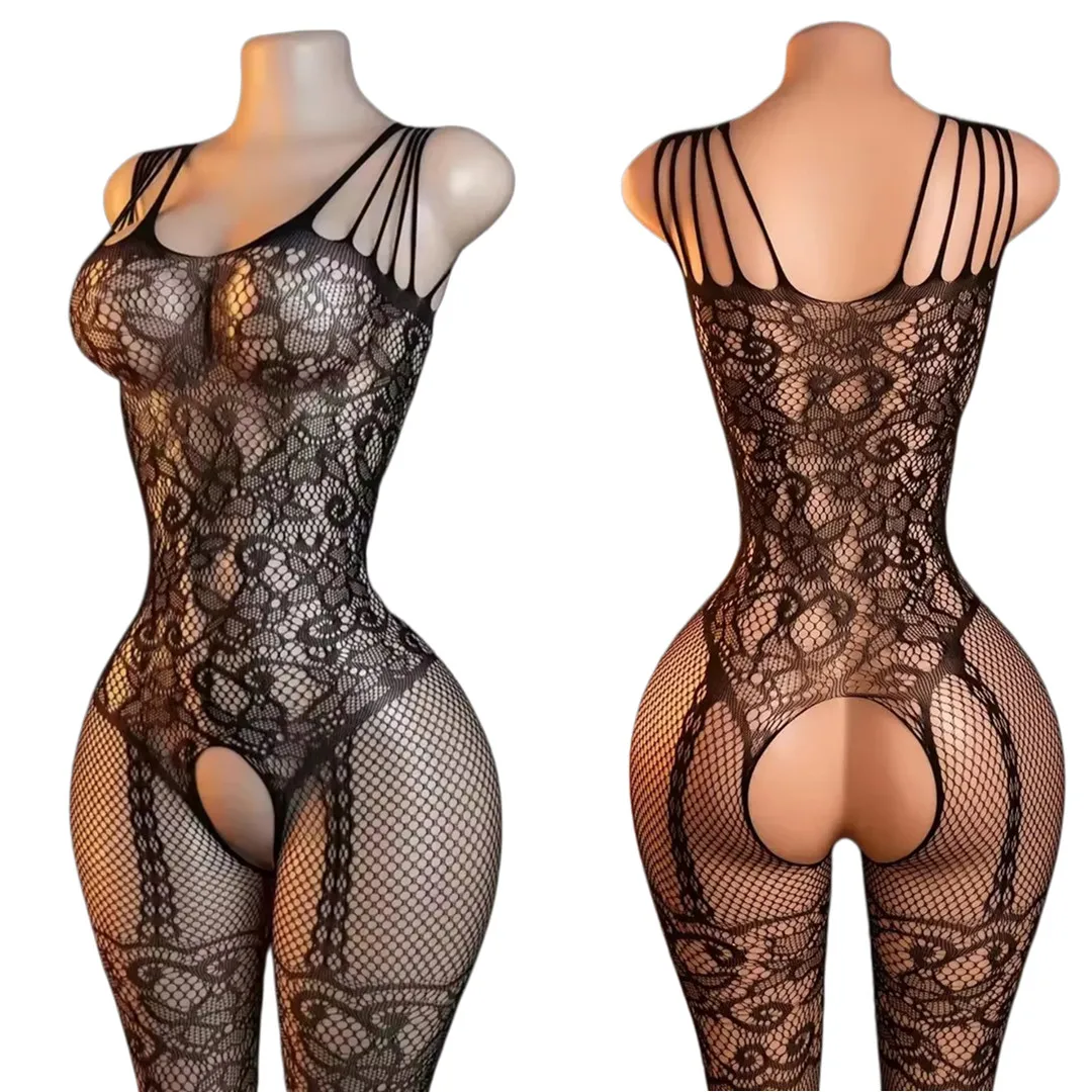  Open Crotch Bodystocking Lingerie Black Women Bodysuit  Porn Sleeveless Underwear Lenceria ual Mujer Crotchless