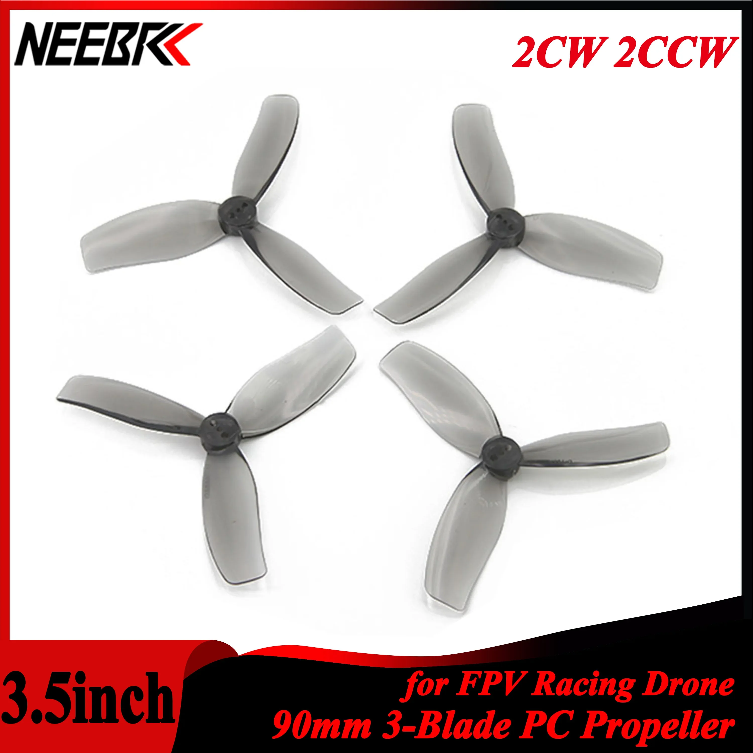 NEEBRC 3.5inch 90mm 2CW 2CCW 3-Blade PC Propeller for FPV Racing Drone RC Mini Plane Freestyle 3.5 Inch Freestyle DIY Parts