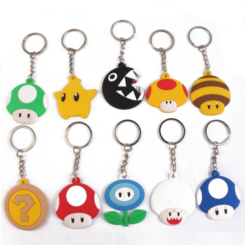 Kawaii Super Mario All Heroes Kuba Children\'s Schoolbag PVC Toy Yoshi Keychain Pender Cute Luigi Doll Key Chain Birthday Gift