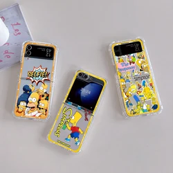 Cartoon Cute The S-Simpsons Phone Case for Samsung Galaxy Z Flip 3 4 Z Flip 5 6 Z Fold 4 5G PC Anti-fall Clear Back Cover Funda