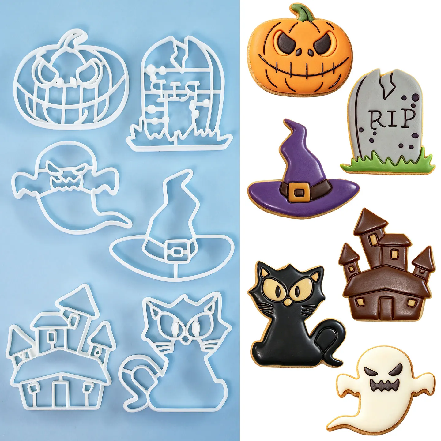 1 Pc Halloween Themed Cookie Cutter Pumpkin, Ghost, Spooky Cat Shaped Cookie Molds for Halloween Party Decorations