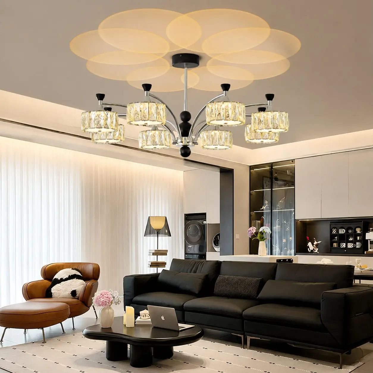 Light Luxury Crystal Chandelier Elegant Living Room Main Lamp New Italian Simple Atmosphere Bedroom Pendant Light Changeable