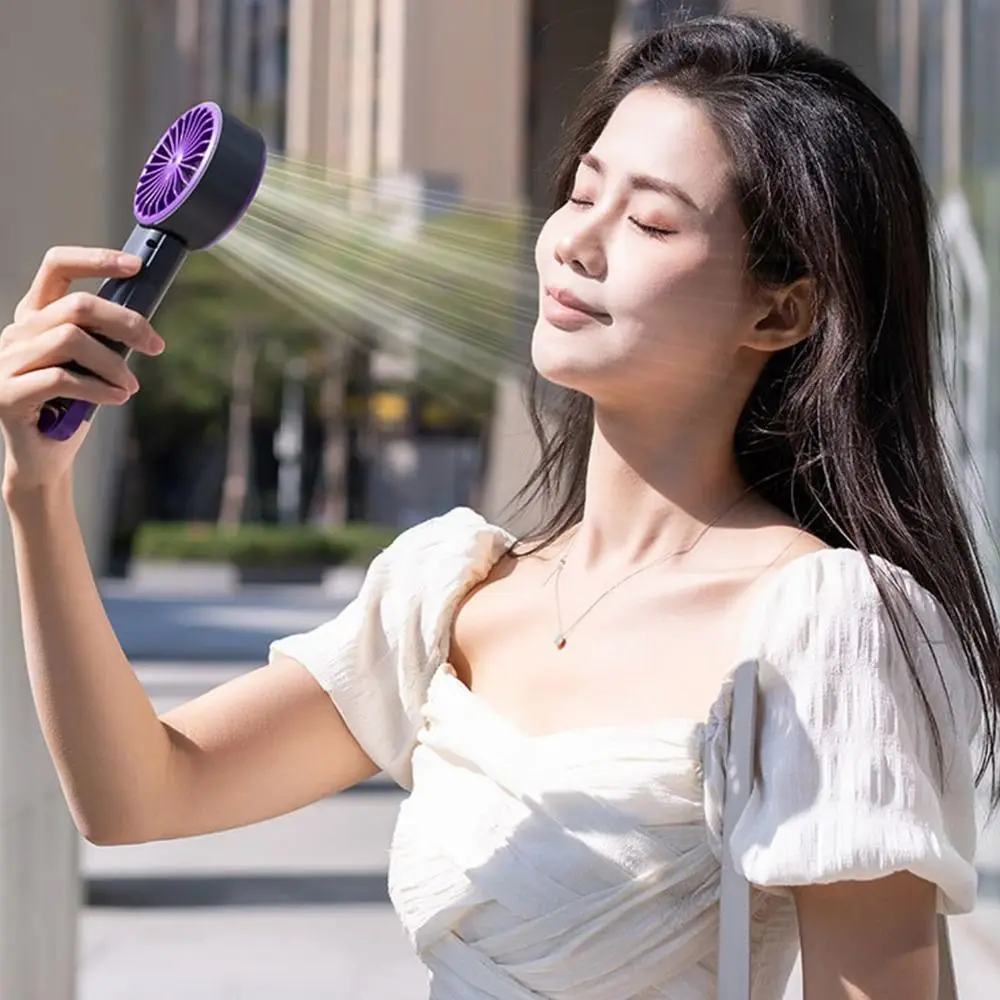 High Speed Mini Electric Fan USB Rechargeable Foldable Design Handheld Fan Petite Three-speed Adjustment Portable Fan