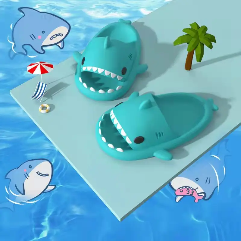 2022Summer Women Shark Slippers Cartoon Unisex Slides Men Beach Sandals EVA Bathroom Children Slippers Kids Toddler Baby Shoes