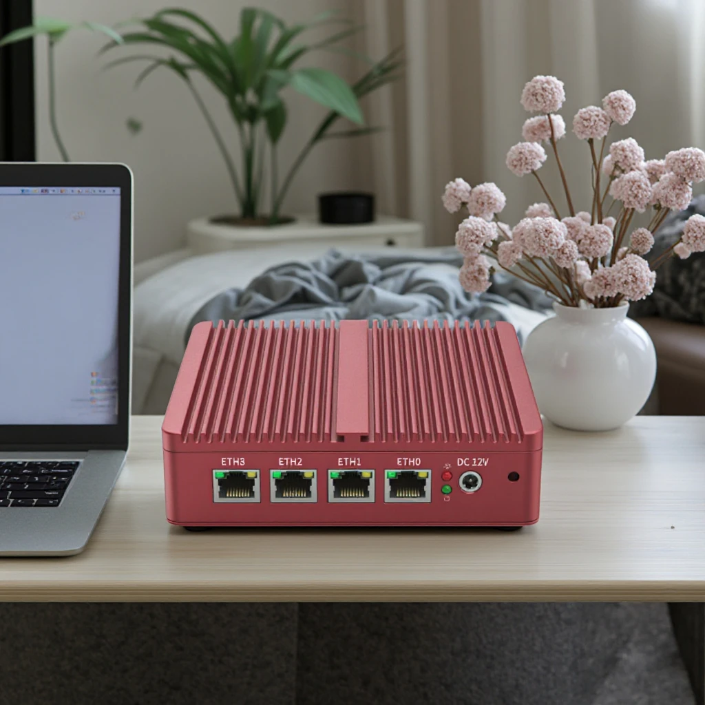 كمبيوتر صغير بدون مروحة عالي الجودة للاستخدام الصناعي J4125/J1900 DDR4 RAM 4 LANs جدار الحماية وصندوق VPN مع مقابس AU/US/CN #1
