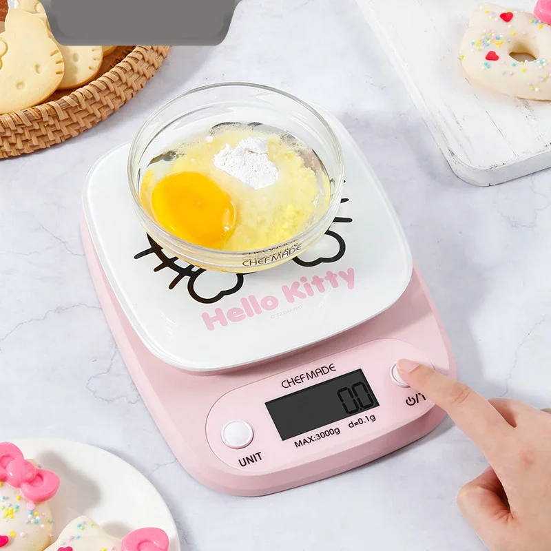 

Sanrio Electronic Scale High-Precision Hello Kitty Cartoon Unit Conversion Led Screen Display Glass Cute Kitchen Supplies Gift