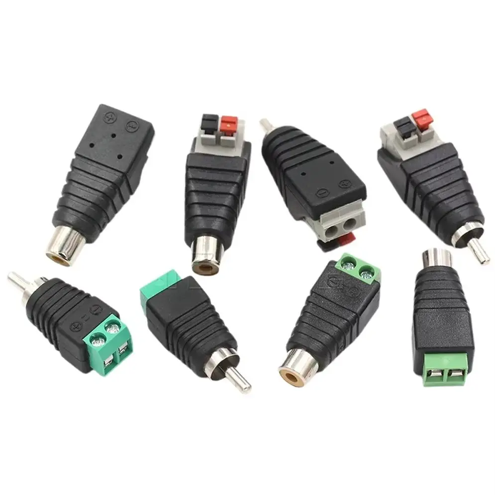 2PCS AV Plug RCA Lotus Head Press Terminal Monitoring Accessories RCA Welding-free Audio Connector Audio Male and Female