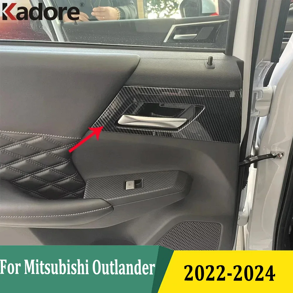 For Mitsubishi Outlander 2022 2023 2024 ABS Carbon Fiber Door Handle Bowl Cover Trim Sticker Interior Accessories