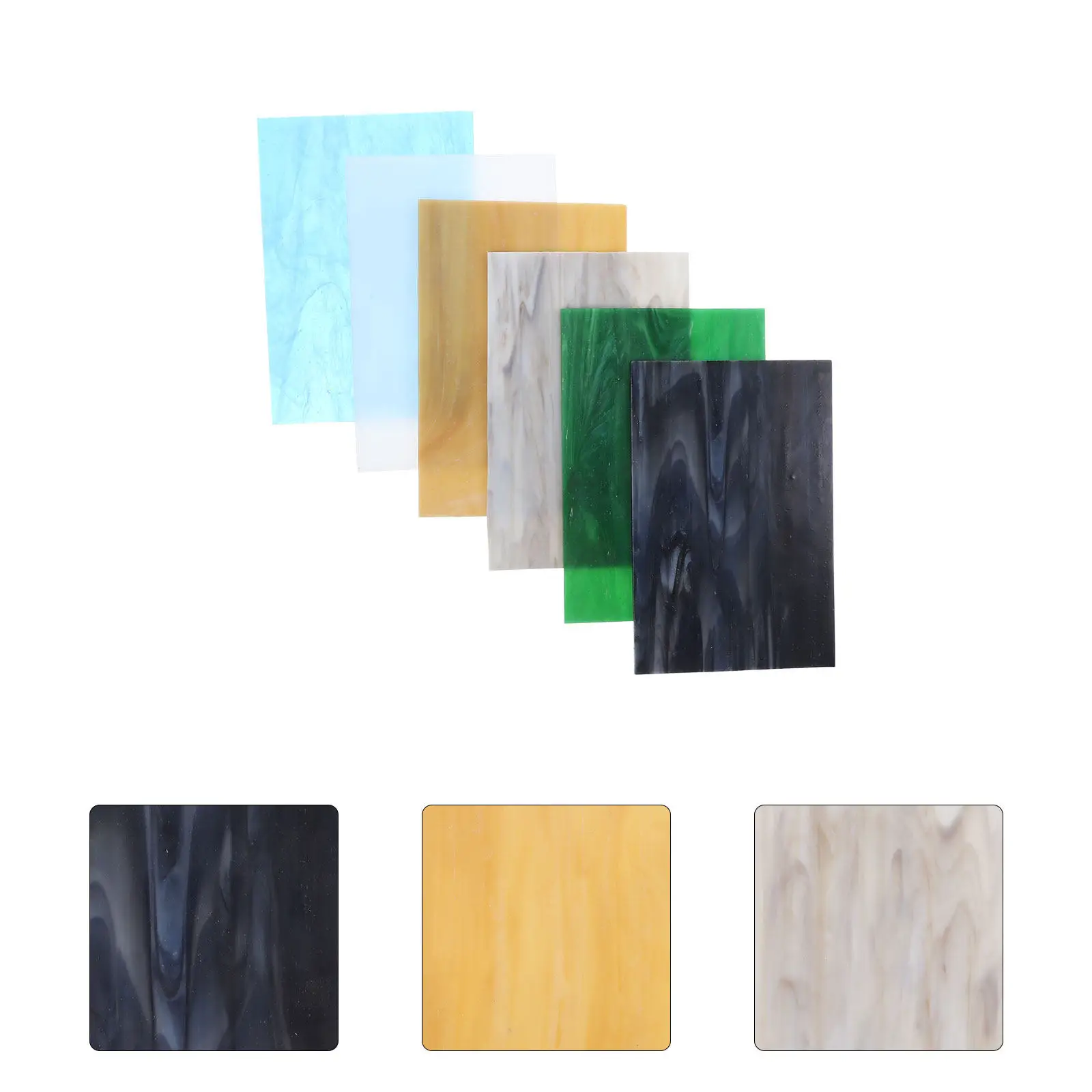 

6 Sheets High Grade Colored Stained Glass Sheets Cathedral Glass Mosaic Tiles for DIY Crafts Wall Garden Path Home Decor