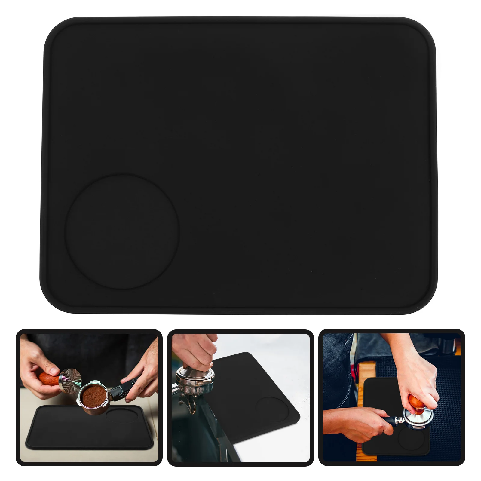 حصيرة محطة الاسبريسو المصنوعة من السيليكون الأسود بتصميم غير قابل للتشوه، نتائج متوافقة مع جميع ماكينات القهوة #1