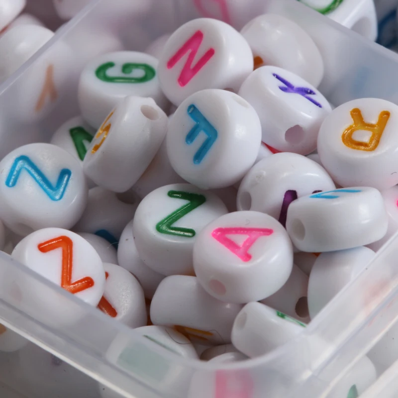 4*7mm Colorful Round A-Z Acrylic Beads Loose Spacer Beads Handmade for Jewelry Making DIY Bracelet Necklace Accessories