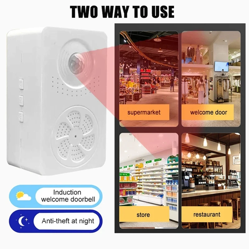 Wireless Sensor Doorbell Pir Motion Sensor Customized Voice Wireless Doorbell For Shop Office Company Security