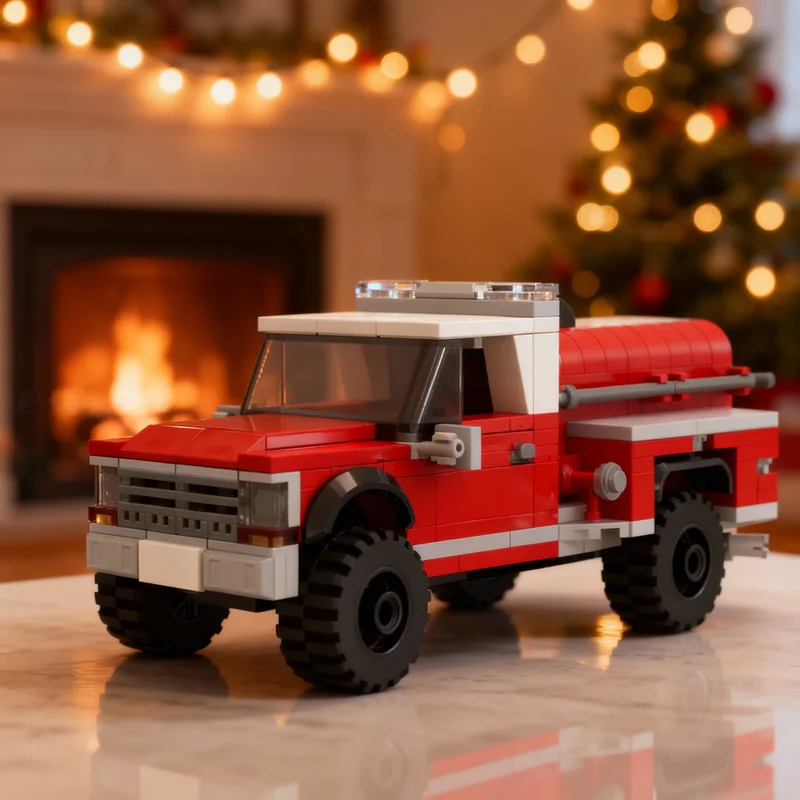 

275 деталей MOC Городской пожарный грузовик, модель для сборки, конструктор, развивающая игрушка, подарок на Рождество