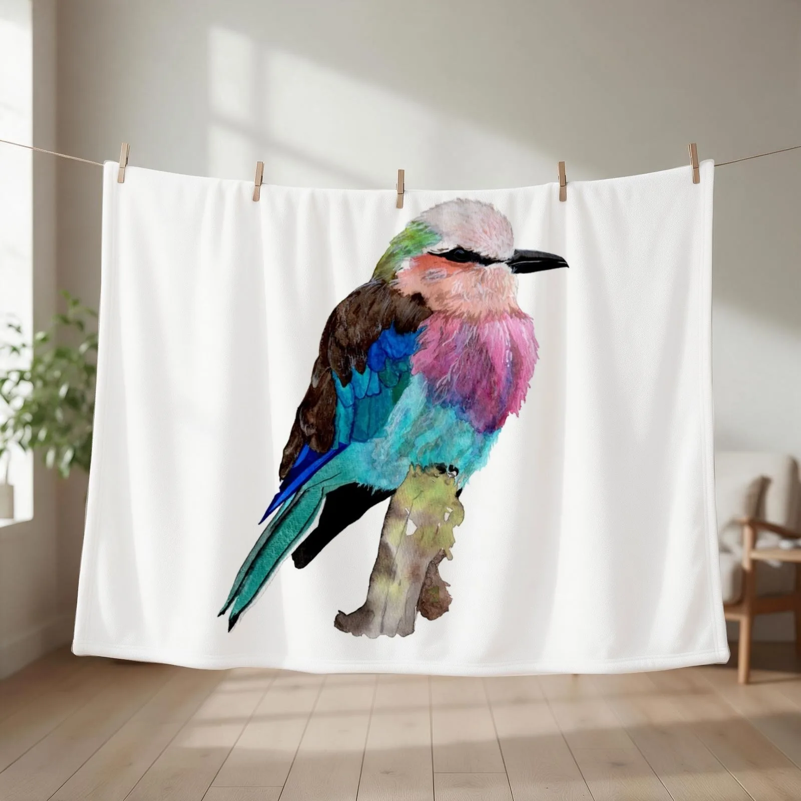 New Lilac Breasted Roller Bird Throw Blanket For Sofa Thin Blankets Sofas Of Decoration Furry Soft Blankets
