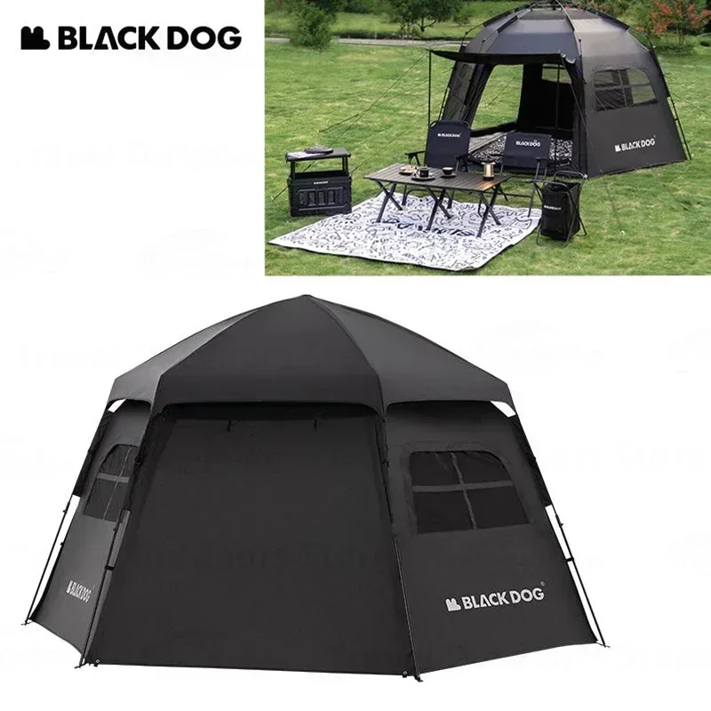 Imagem -03 - Black Dog Waterproof Large Shelter Barraca de Acampamento Automática Cabine ao ar Livre Barraca de Praia Portátil Casas de Pára-brisas Dobráveis