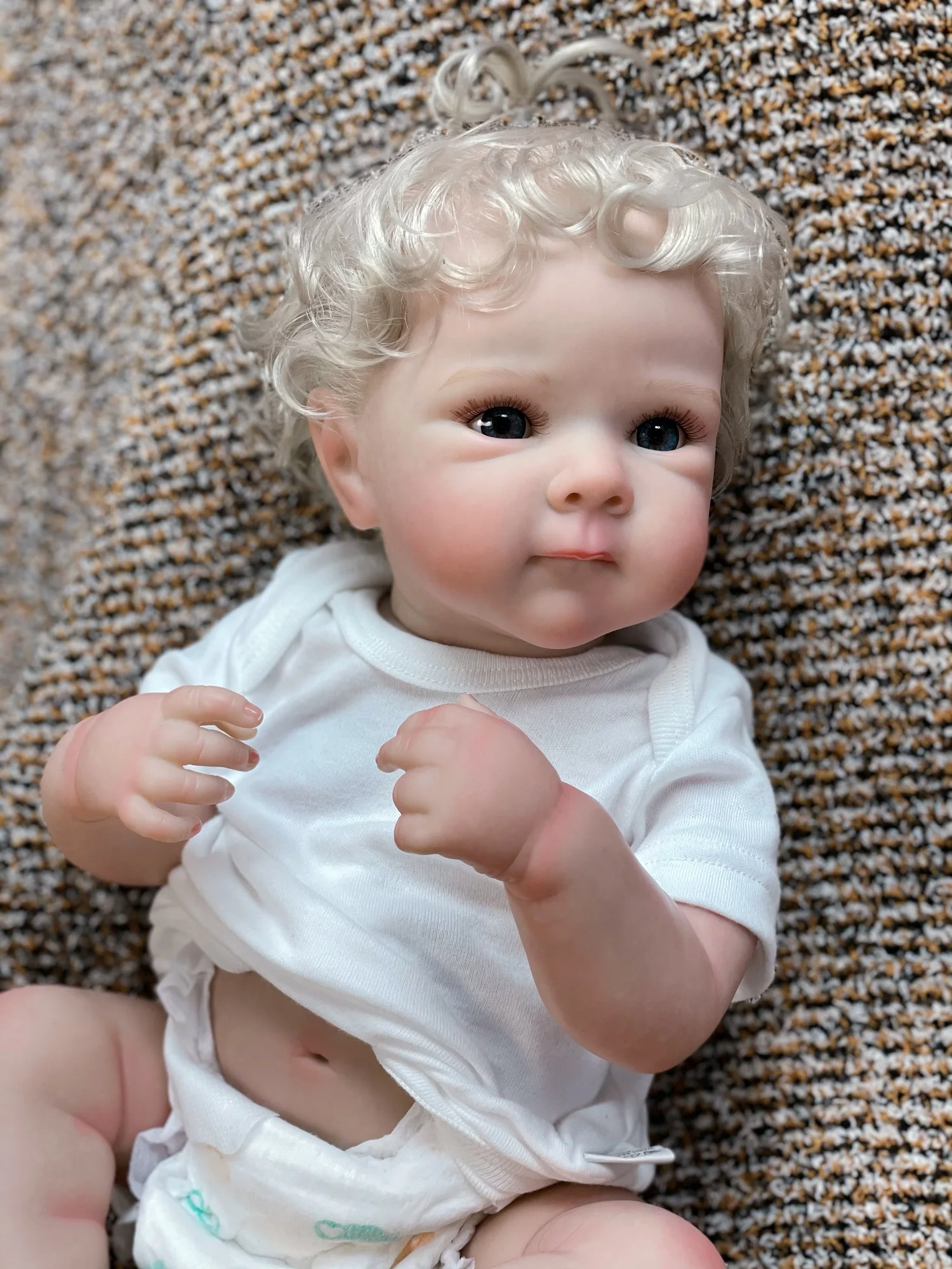 50 ซม.กันน้ํา Bettie Bebe Reborn สาวไวนิลเต็มรูปแบบ Rooted ผมสีขาว Handmade เหมือนจริงตุ๊กตาเด็กทารก Reborn