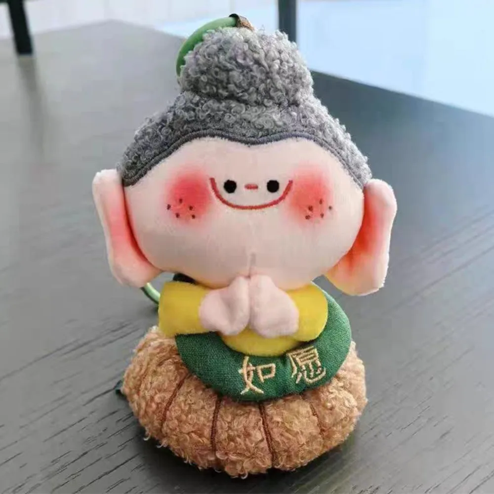 Fashion Cartoon Stuffed Plush Keychain Pendant Gifts Toys Key Rings Buddha Doll Toy Bag Decor Hanging Ornaments