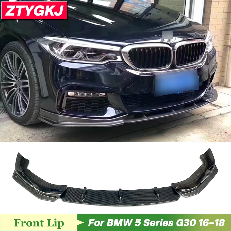 3 PCS FD Style Carbon Fiber Front Bumper Lip Splitters For BMW 5 Series G30 M-TECH Tuning 2016-2018