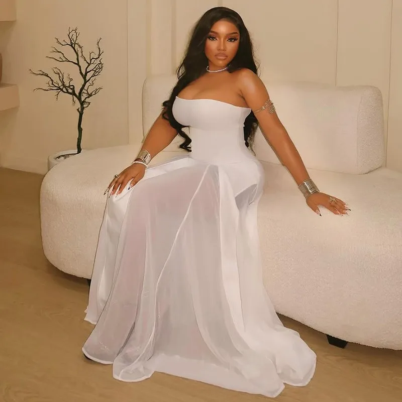 Frauen Elegante Sexy Sheer Mesh Patchwork Liebsten A-line Maxi Kleid Ärmelloses Backless Schlank Geburtstag Party Lange Robe Vestidos