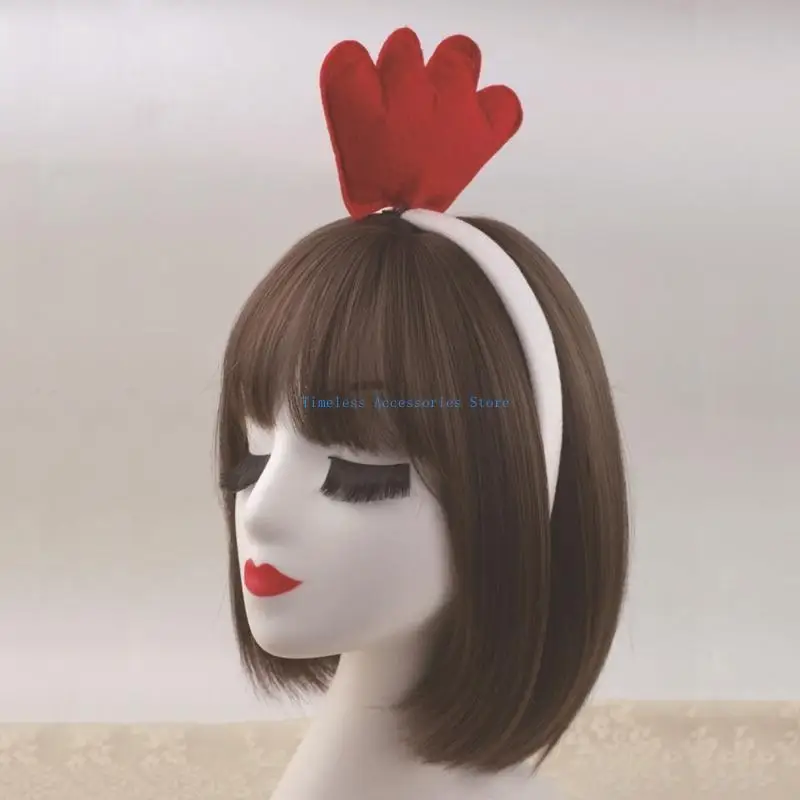 97QE 어린이 동물 의상 부활절 치킨 귀 머리띠 코 꼬리 치킨 발톱 튜투스 4/5