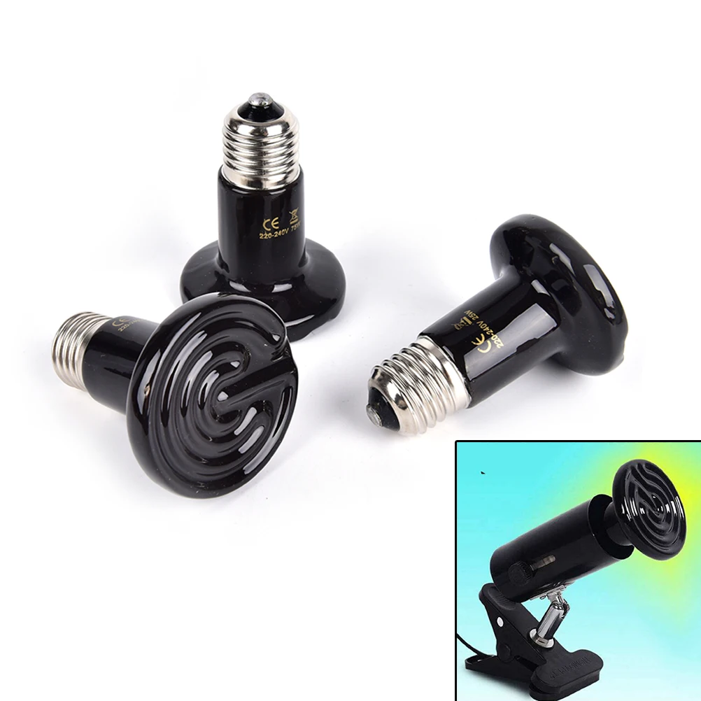 25W / 50W 75W 100W Pet Heating Lamp Black Infrared Ceramic Emitter Heat Light Bulb Brooder Reptile