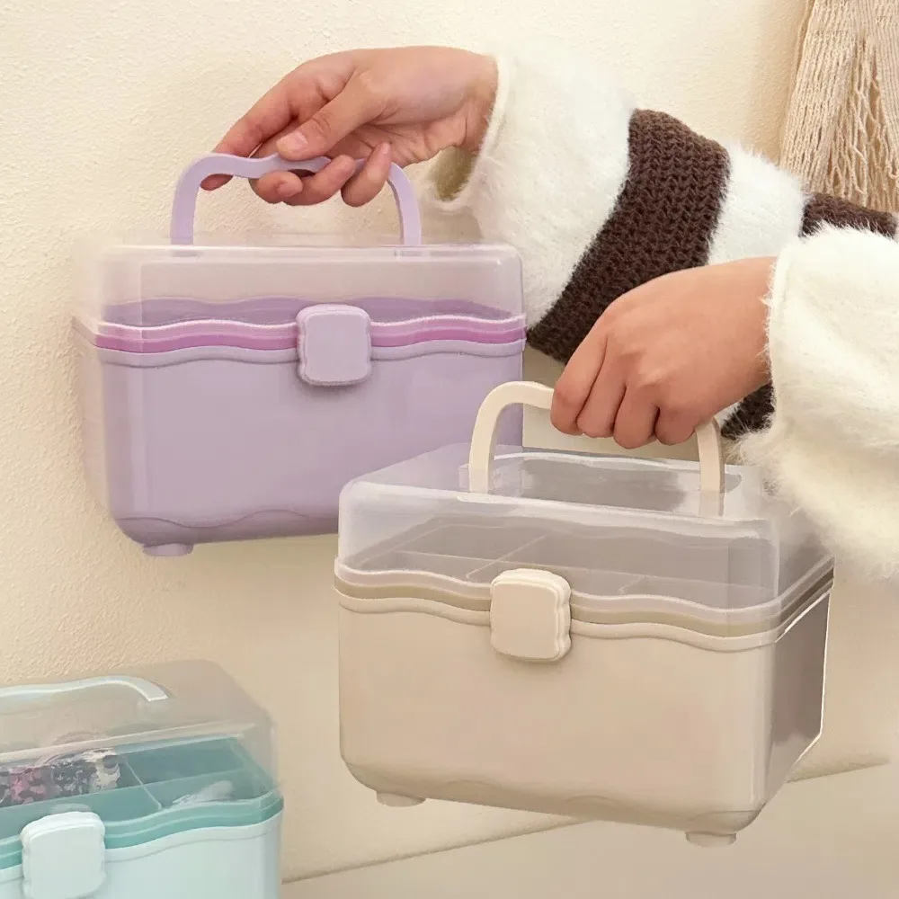 Cosmetic Case 2 Layer Storage Box Nail Art Box Jewelry Case Storage Case Large Capacity Plastic Family Emergency Kit Box