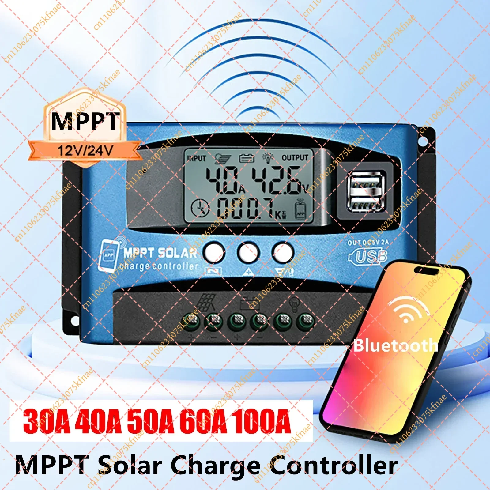

Off-Grid Power Equipment: High-Efficiency MPPT Solar Controller (30A-100A, App Control, Dual USB Output)