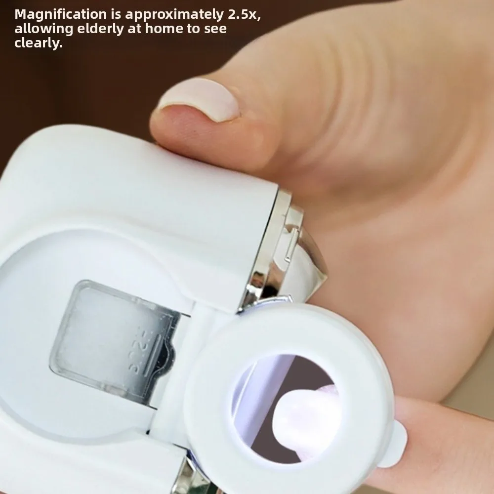 6-In-1 Electric Automatic Nail Clipper USB Rechargeable 3 Speeds Magnifying Glass Trimmer with LED Auxiliary LCD Digital Display