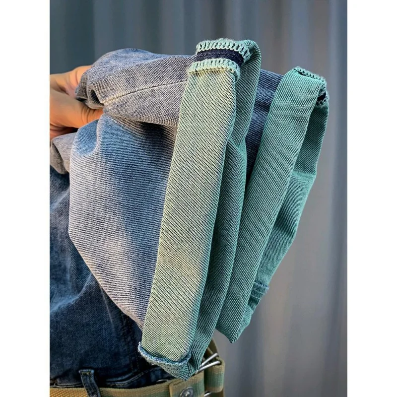 Denim Shorts For Men'S Summer New Thin And Fashionable Brand Printed Casual Straight Fitting Breathable Cotton Denim Pants