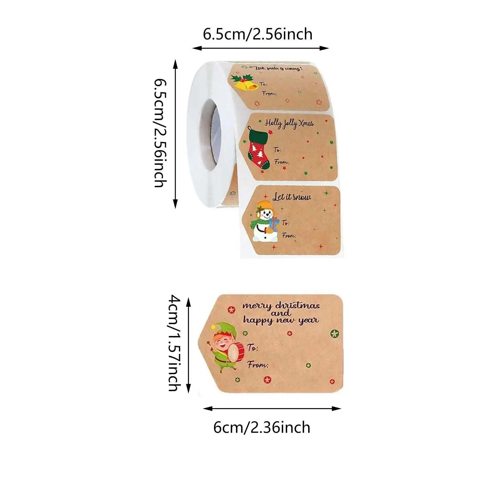 500x Christmas Labels Stickers DIY Paper Stickers for Party Holiday Birthday