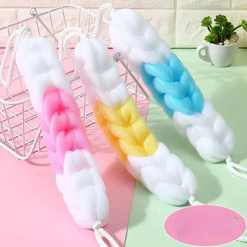 Towel Strip Bath Sponges Body Scrubber Bathroom Shower with Handle Convenient Contrast Color Durable Loofah Wash Tender Simple